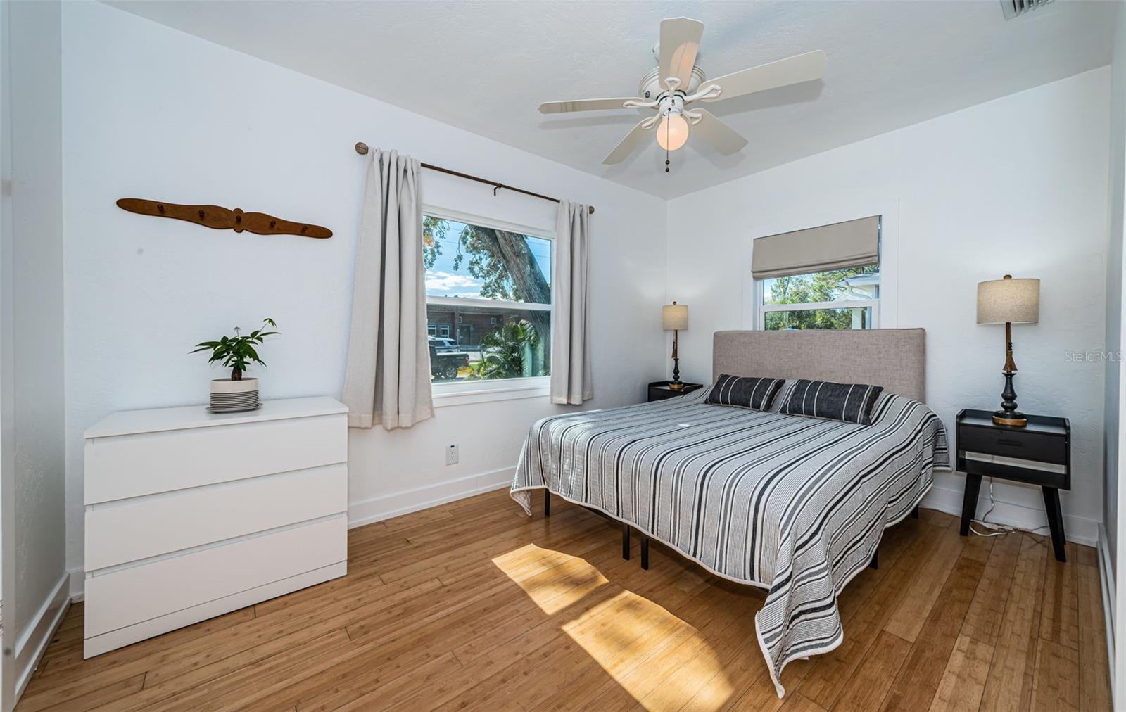 Front bedroom with beautiful wood floors.