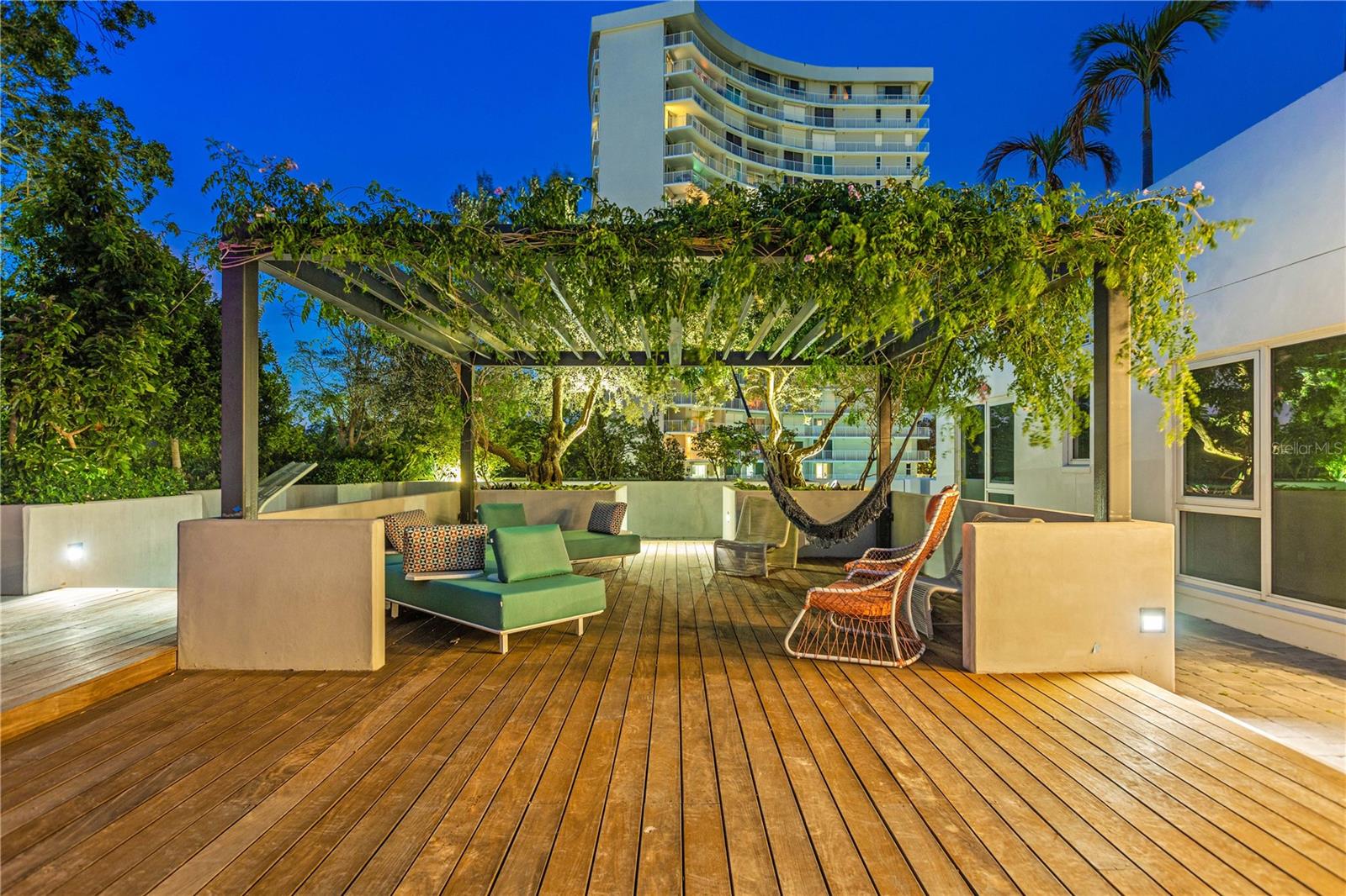 Evening view of 2nd garden space.