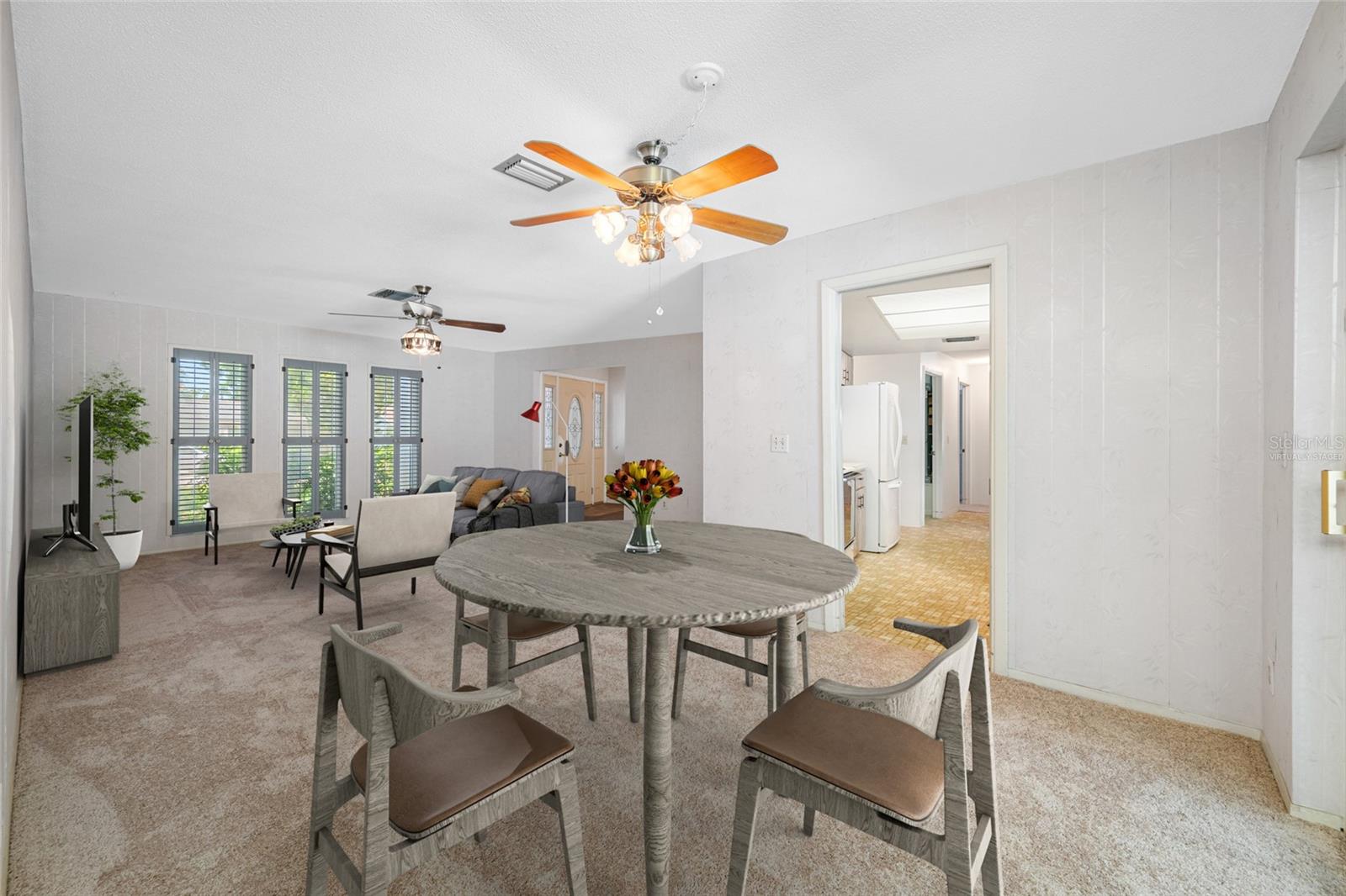 Virtually Staged Dining Room and Living Room