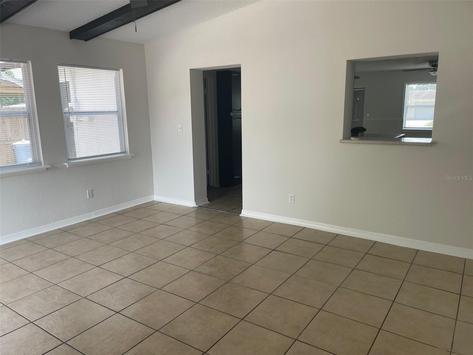 Family room looking toward kitchen pass thru.