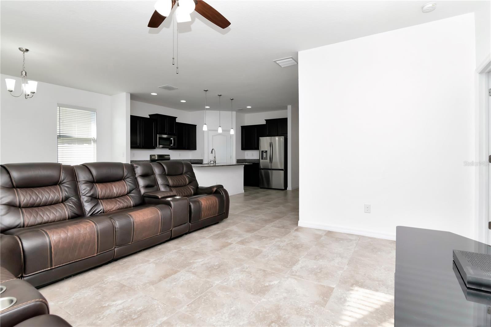 Great room and view of the kitchen