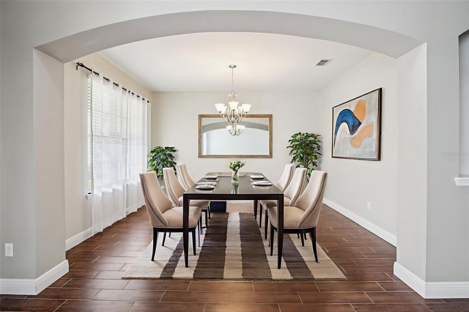 Virtually staged formal dining room