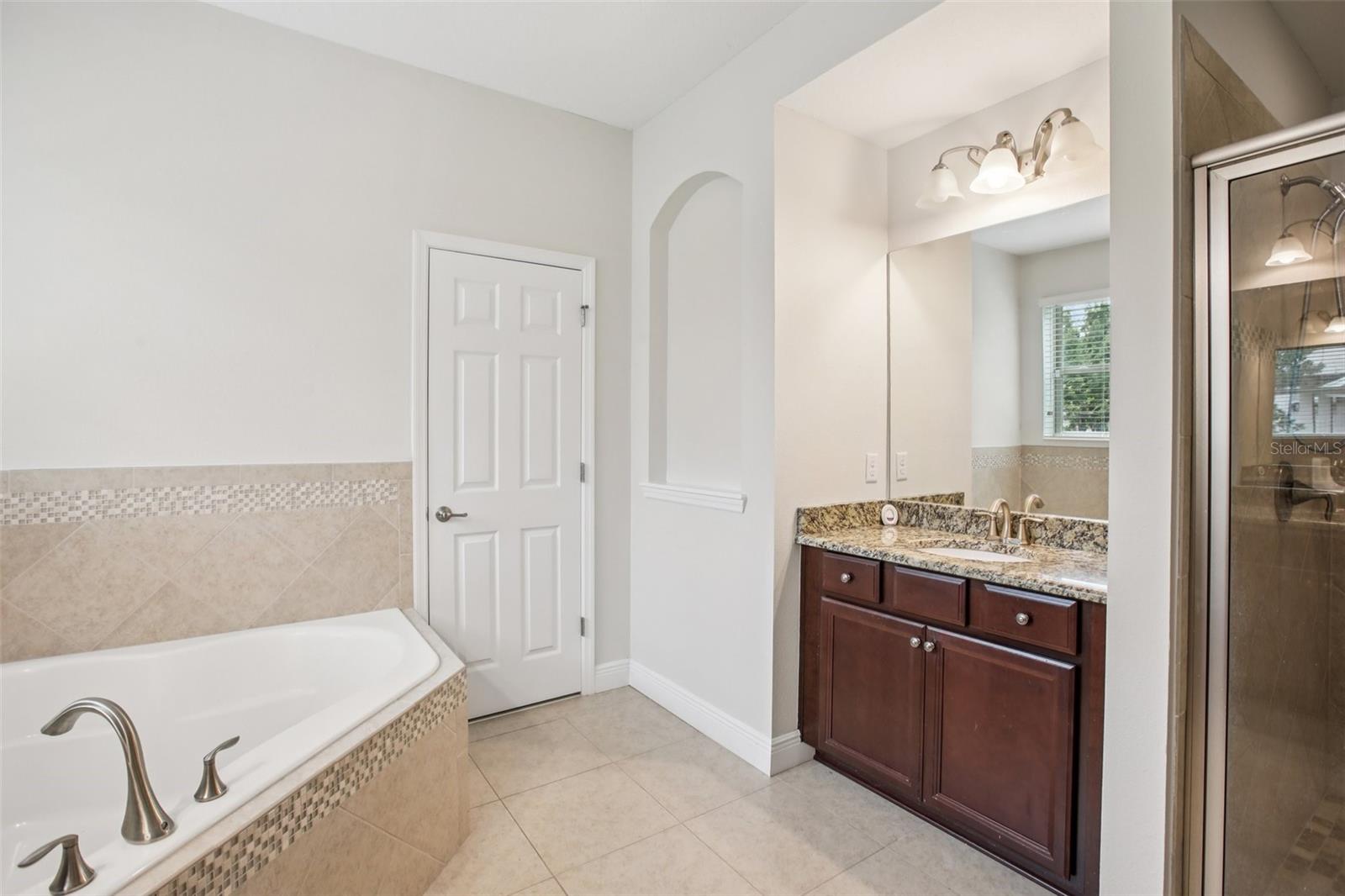 Luxury bath with soaking tub