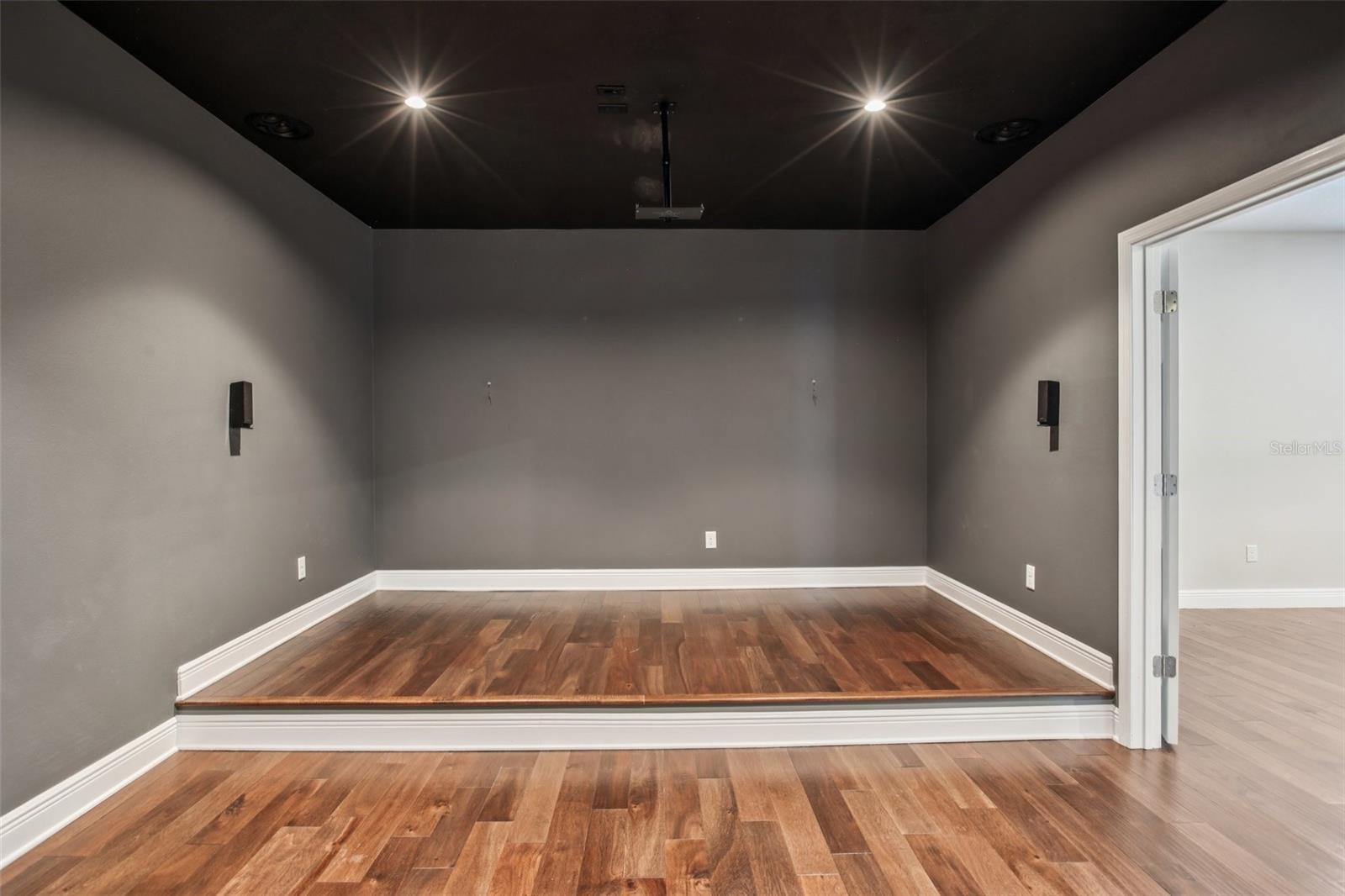 Private home theater room stage
