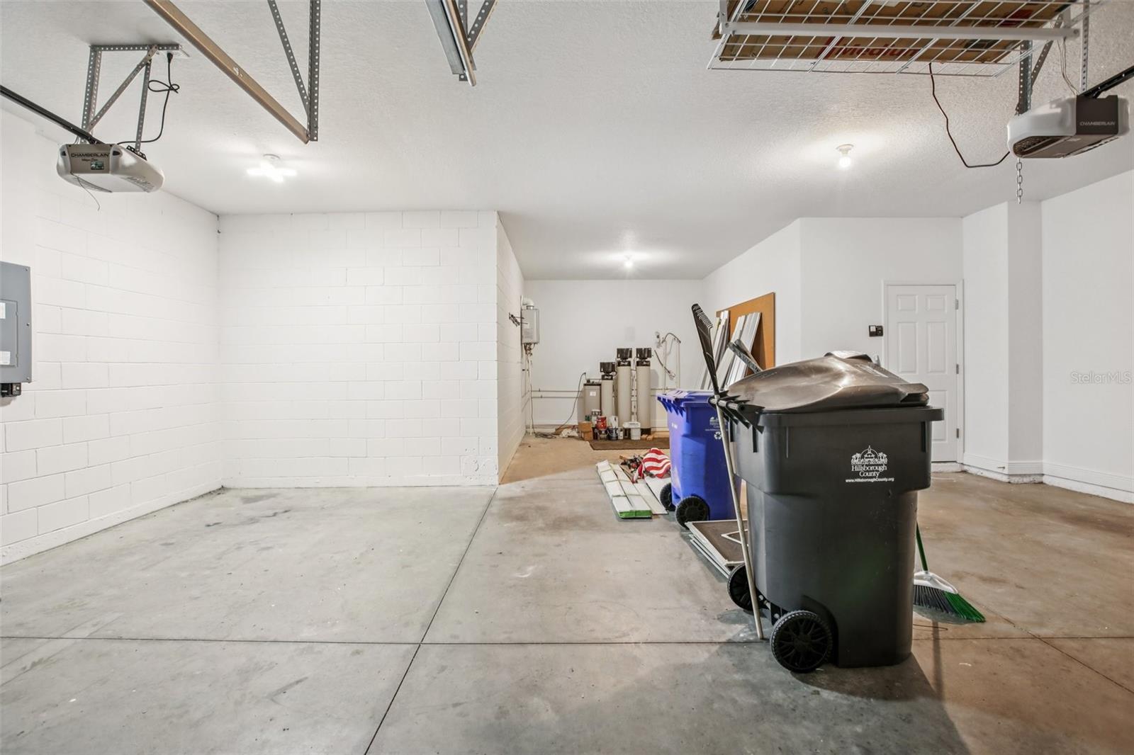 Oversized garage with utility area.