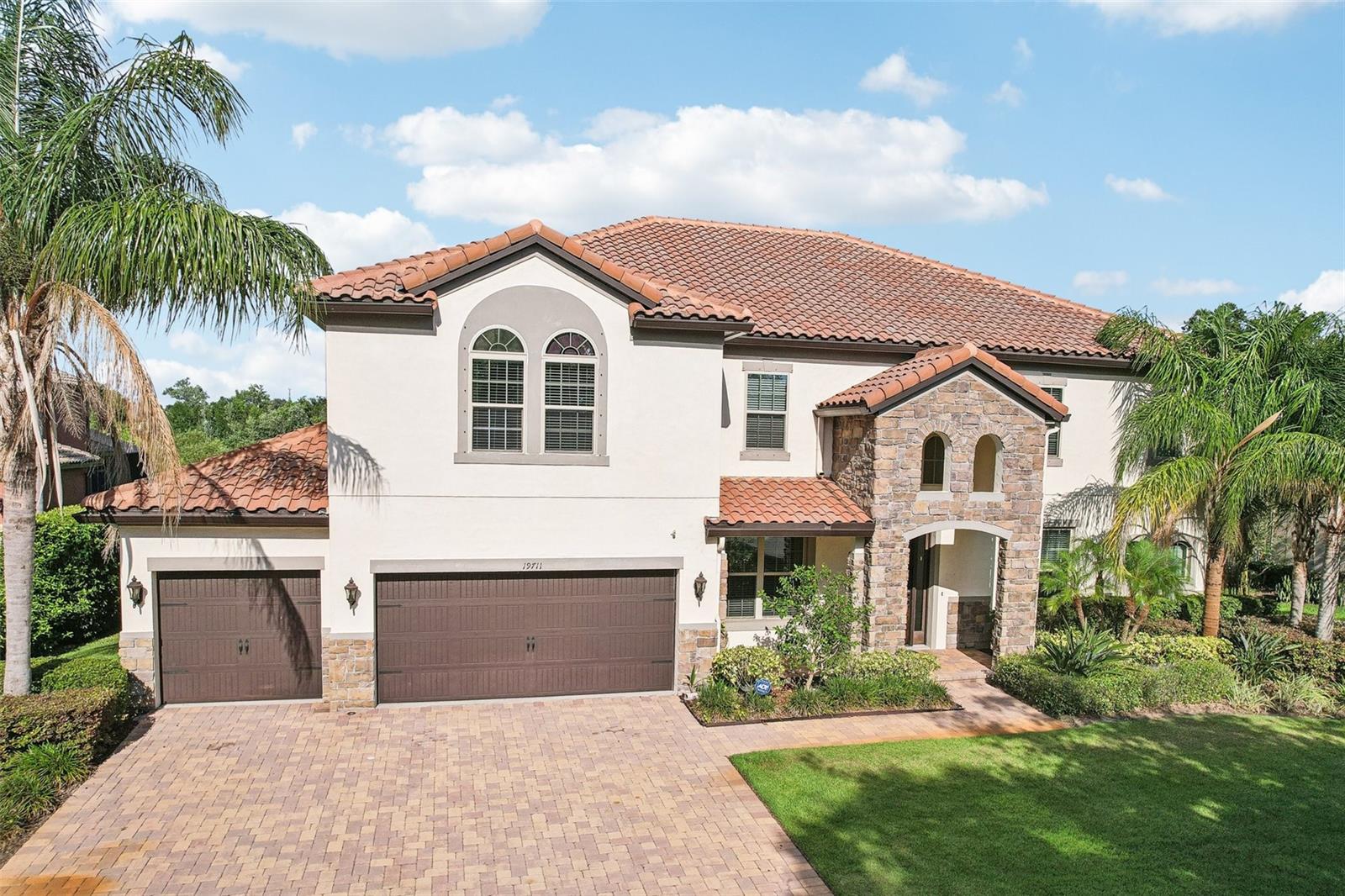 Front aerial captures Mediterranean-style charm