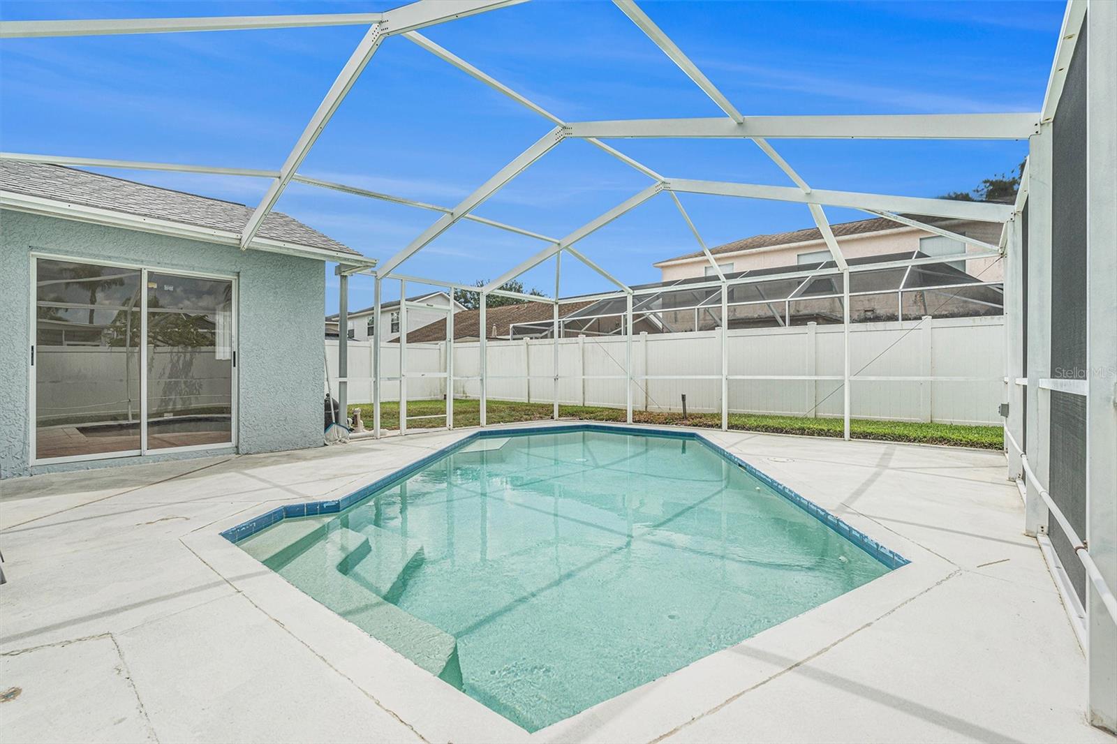 Screened in-ground pool