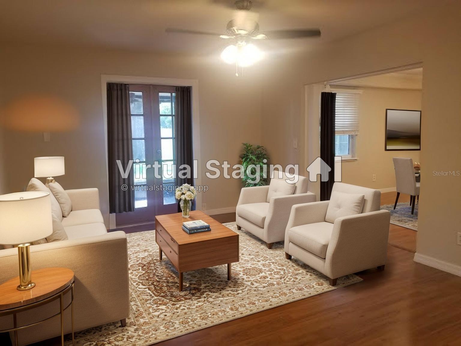 Family room staged