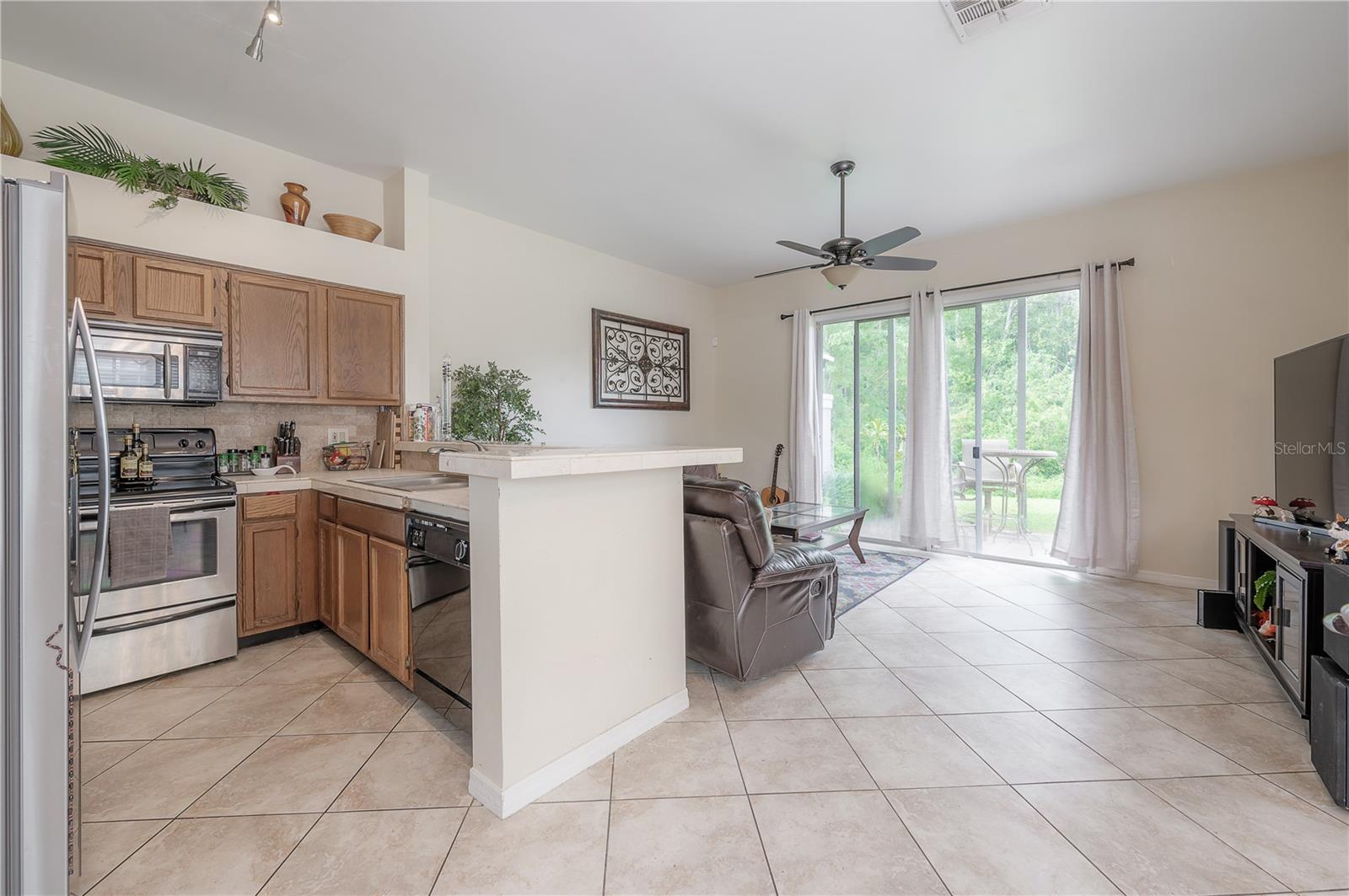 Kitchen and family room