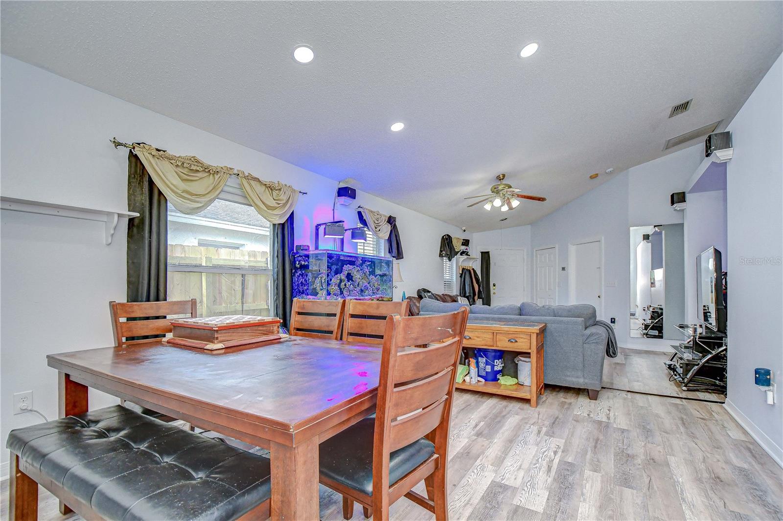 Vaulted ceilings with updated recess lighting!