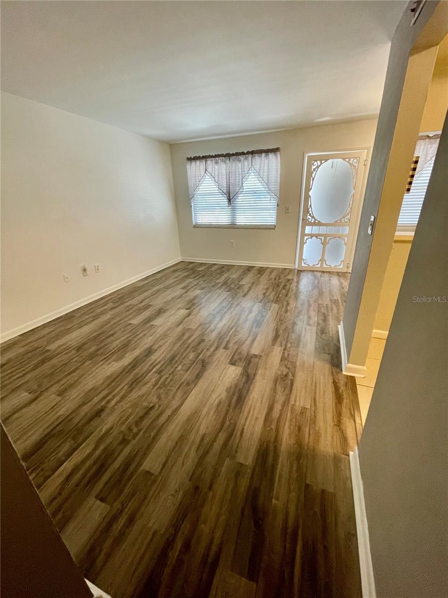 Looking into the living/dining area from the hall