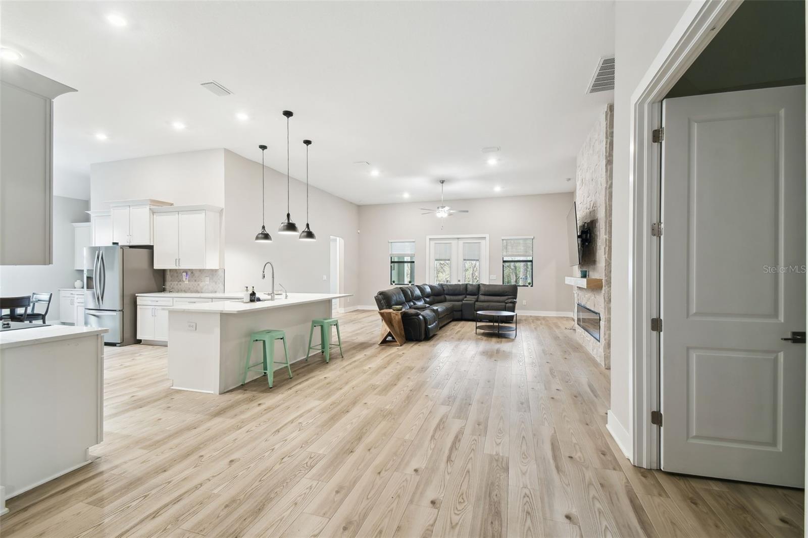 View of Kitchen/Family Room from Dining Room