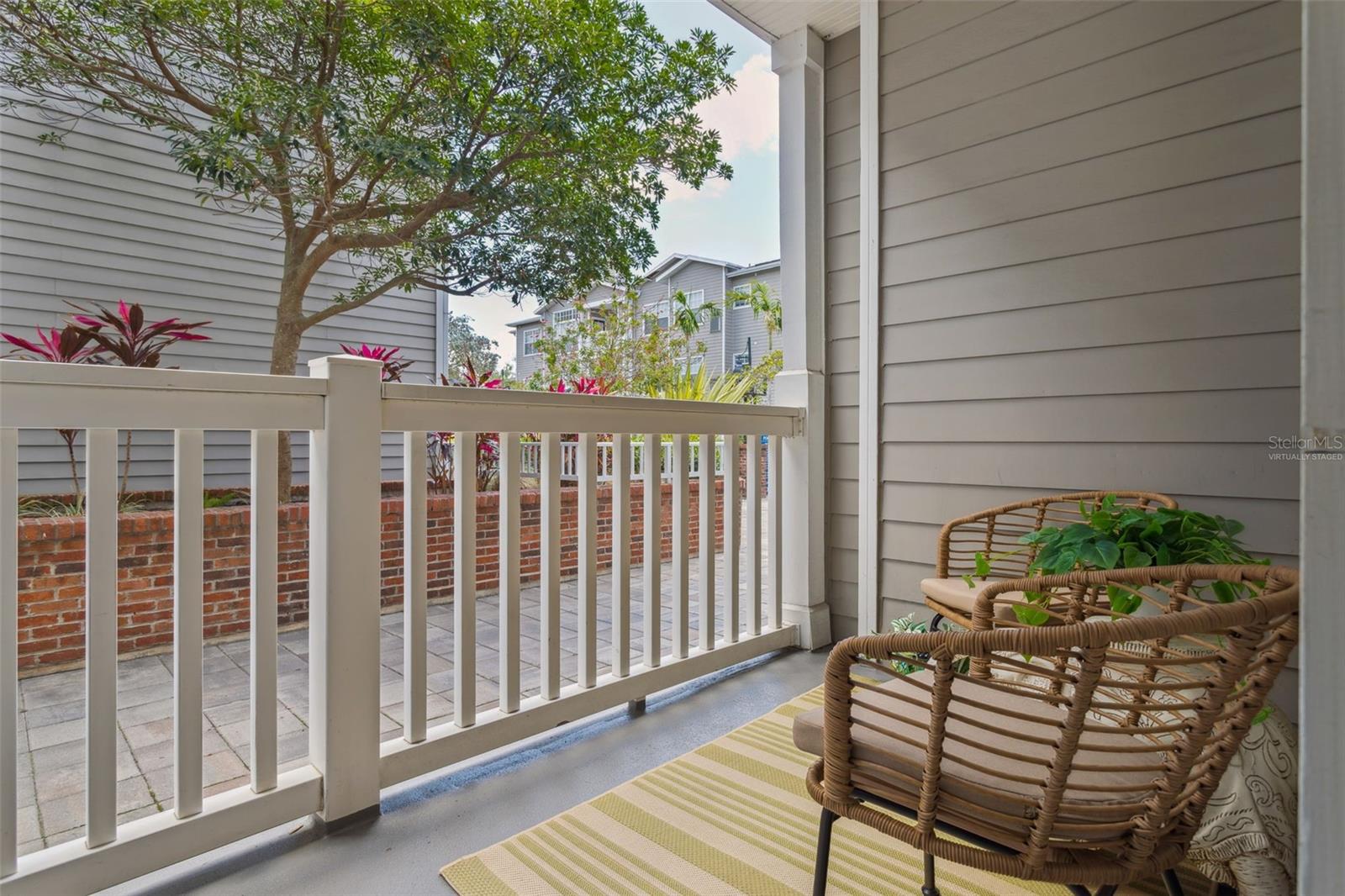 covered porch -Virtually staged