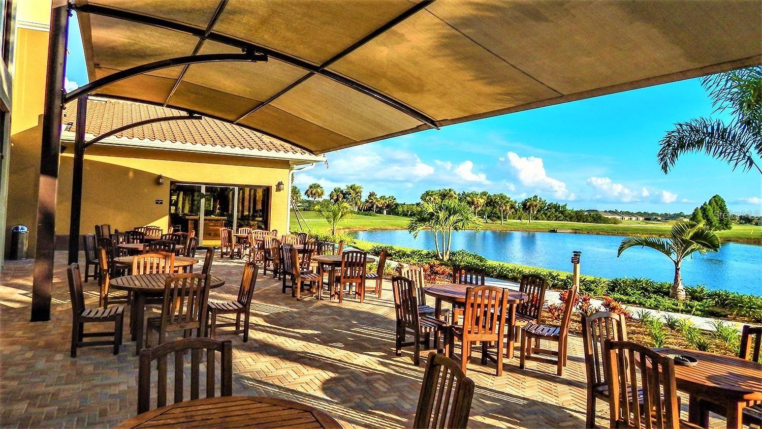 One of two outdoor dining areas