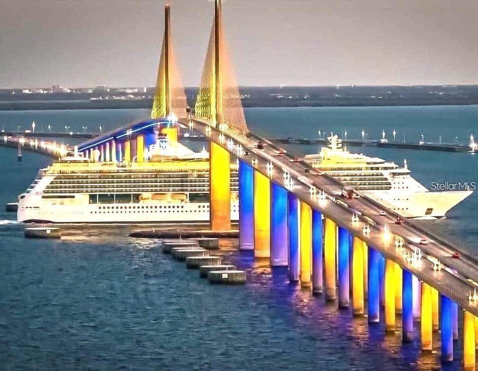 The Skyway bridge is the entry and exit point for cruise ships