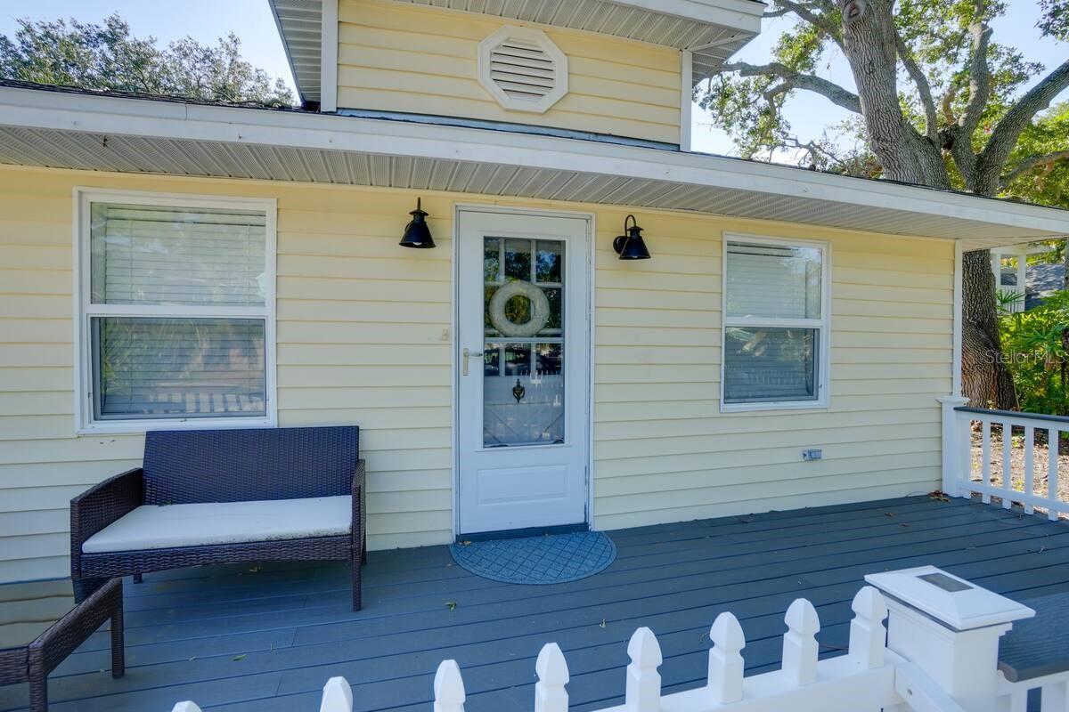 Front porch with views of the Gulf of Mexico