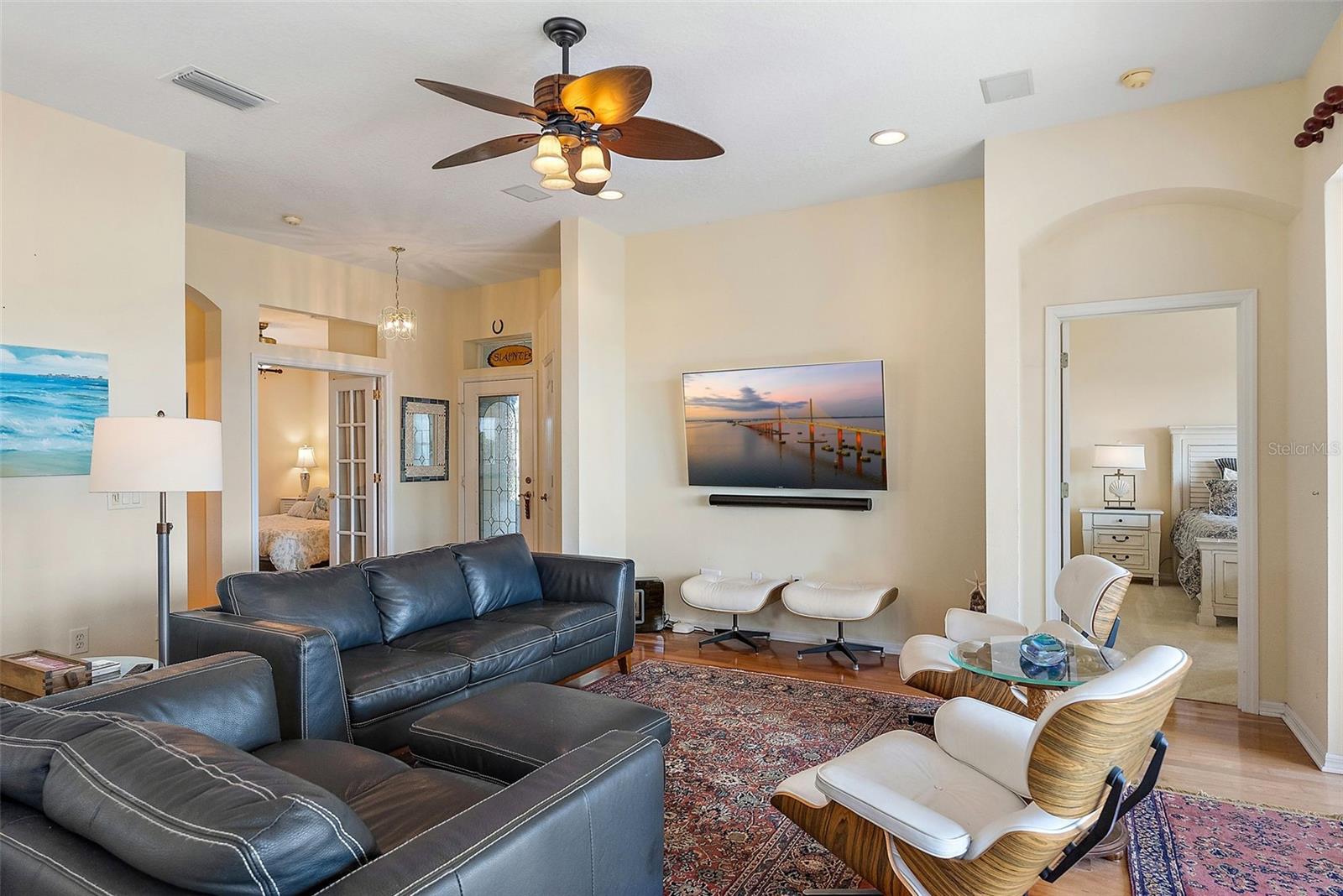 Living Room, Guest & Primary Bedroom