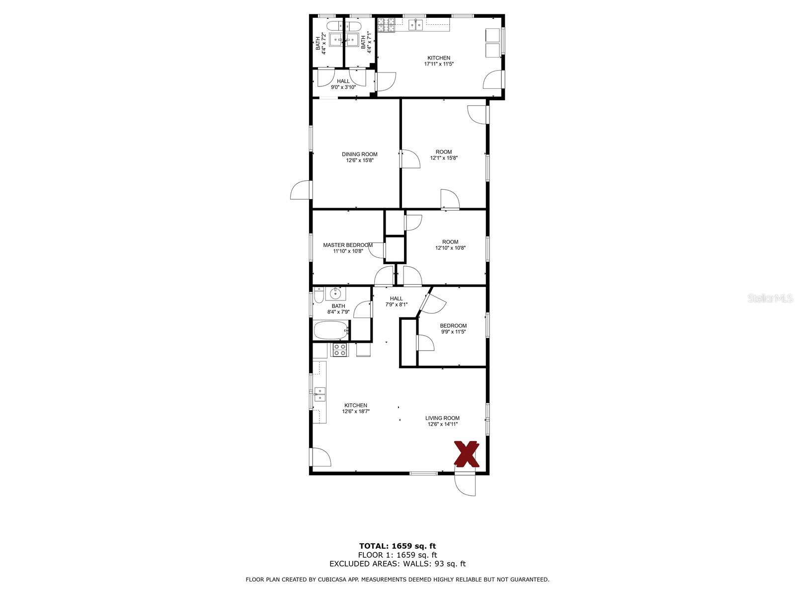 Floor plan entrance on West side of home