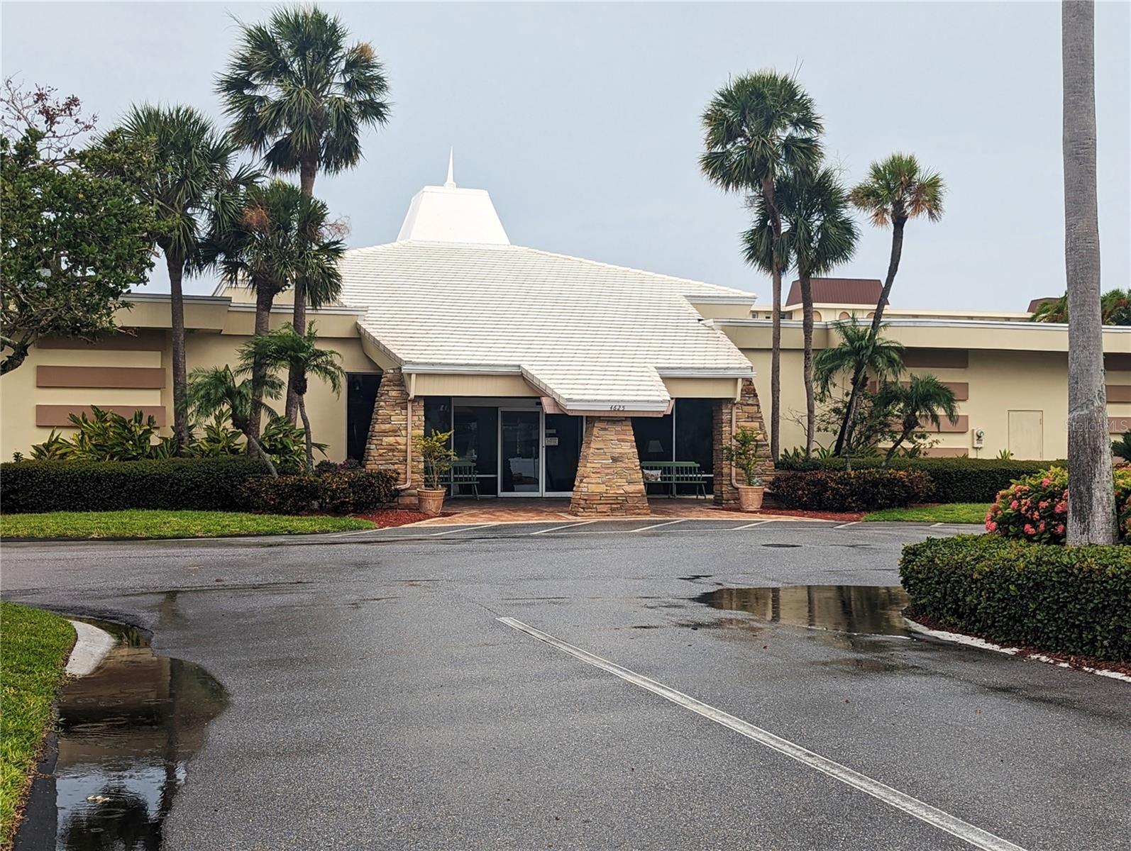 Front view of the clubhouse