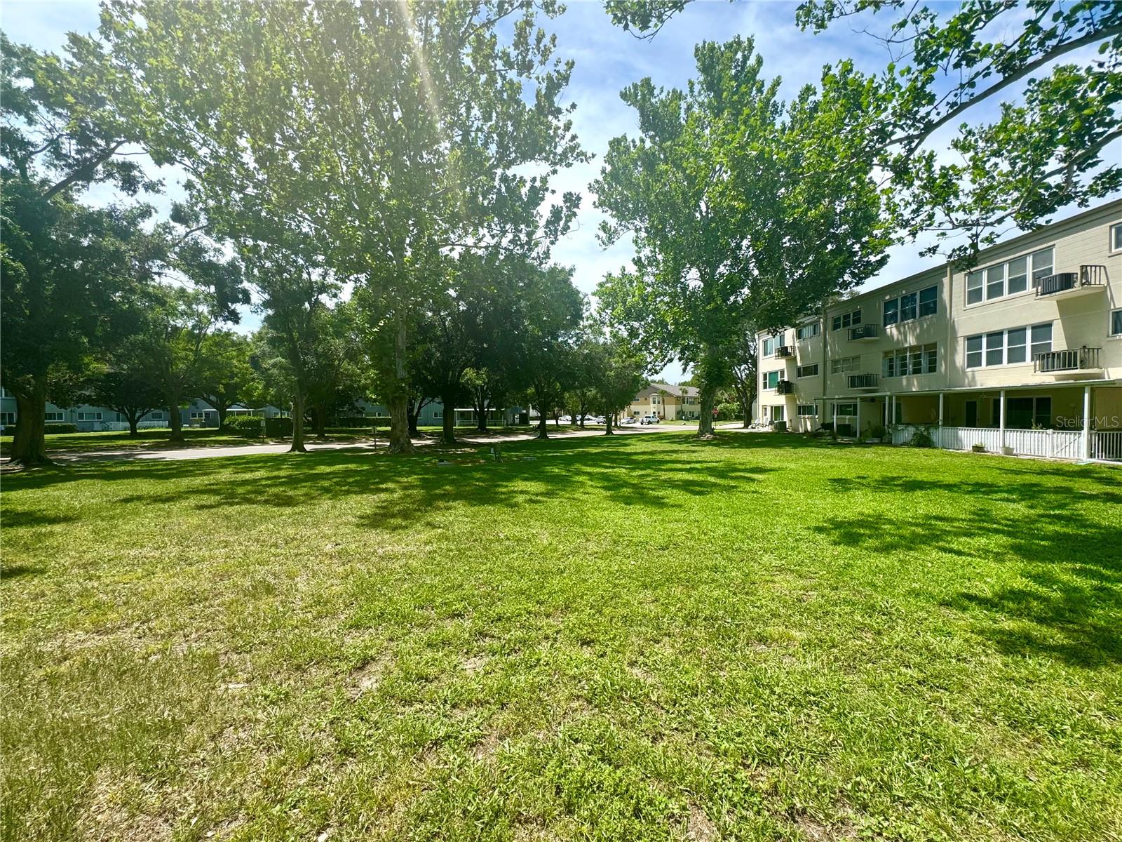 Park-like rear courtyard behind you.