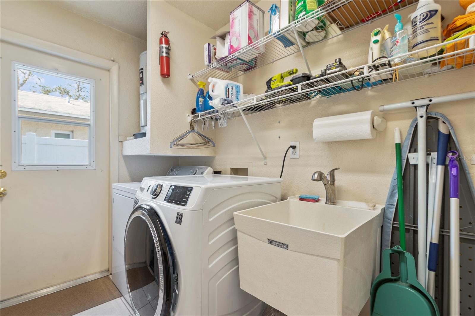 Inside airconditioned laundry room