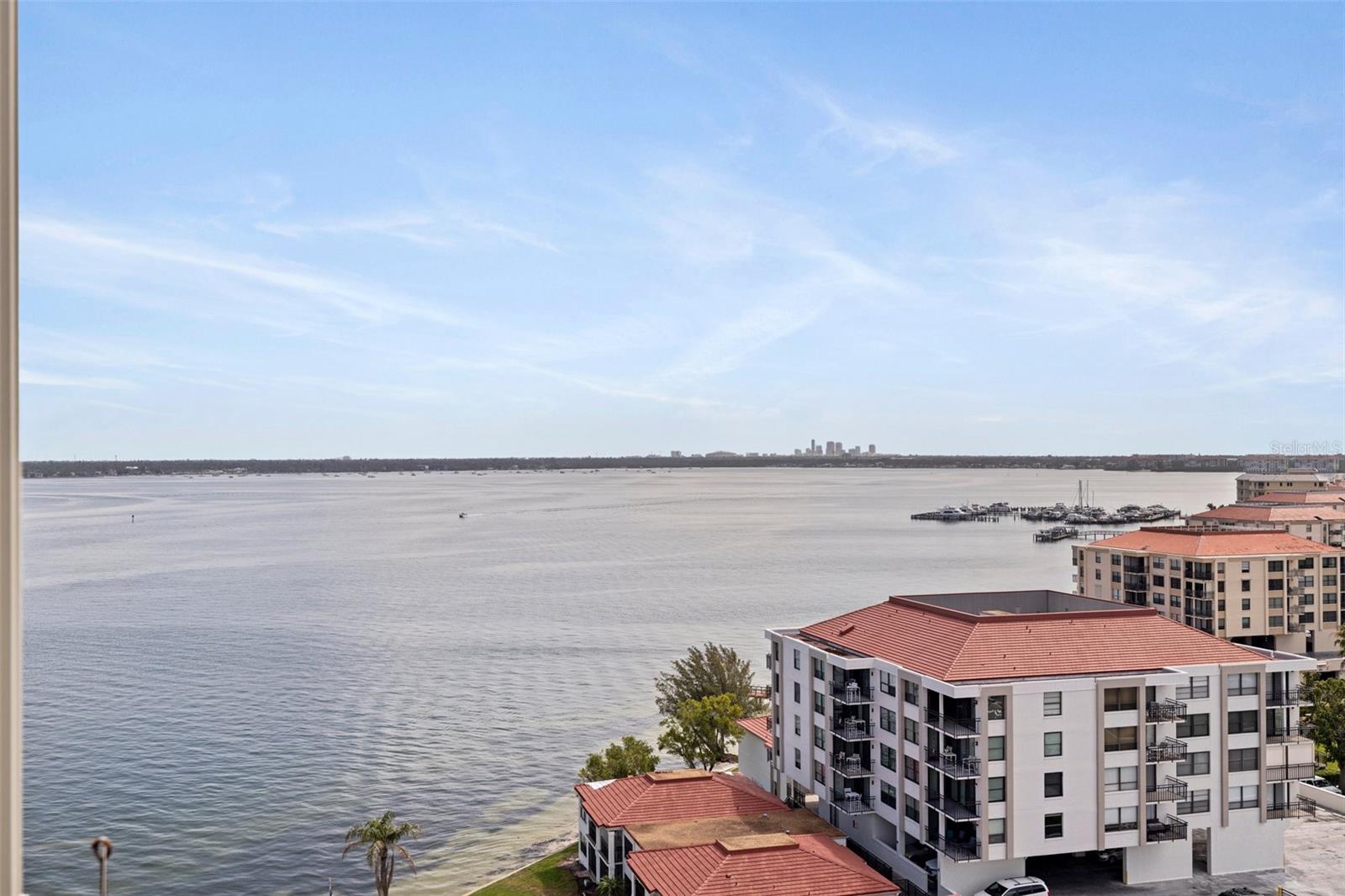 View of St. Petersburg, Gulfport and marina from balcony