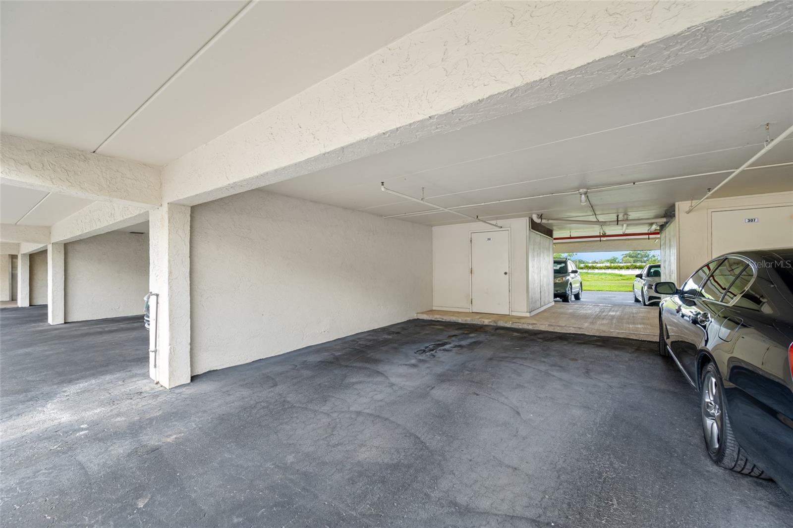 Garage area with storage