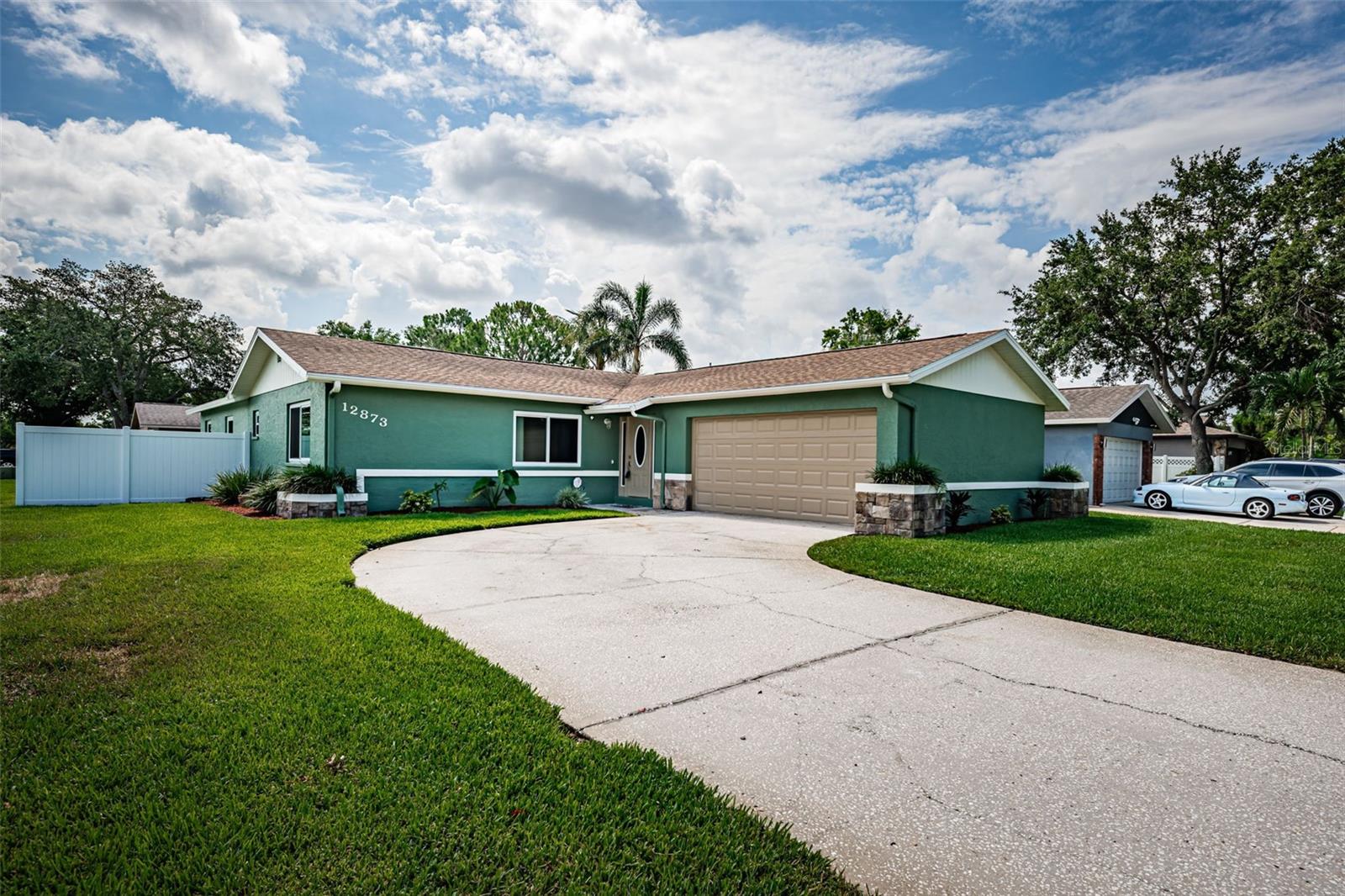 Front of HOME on large corner lot