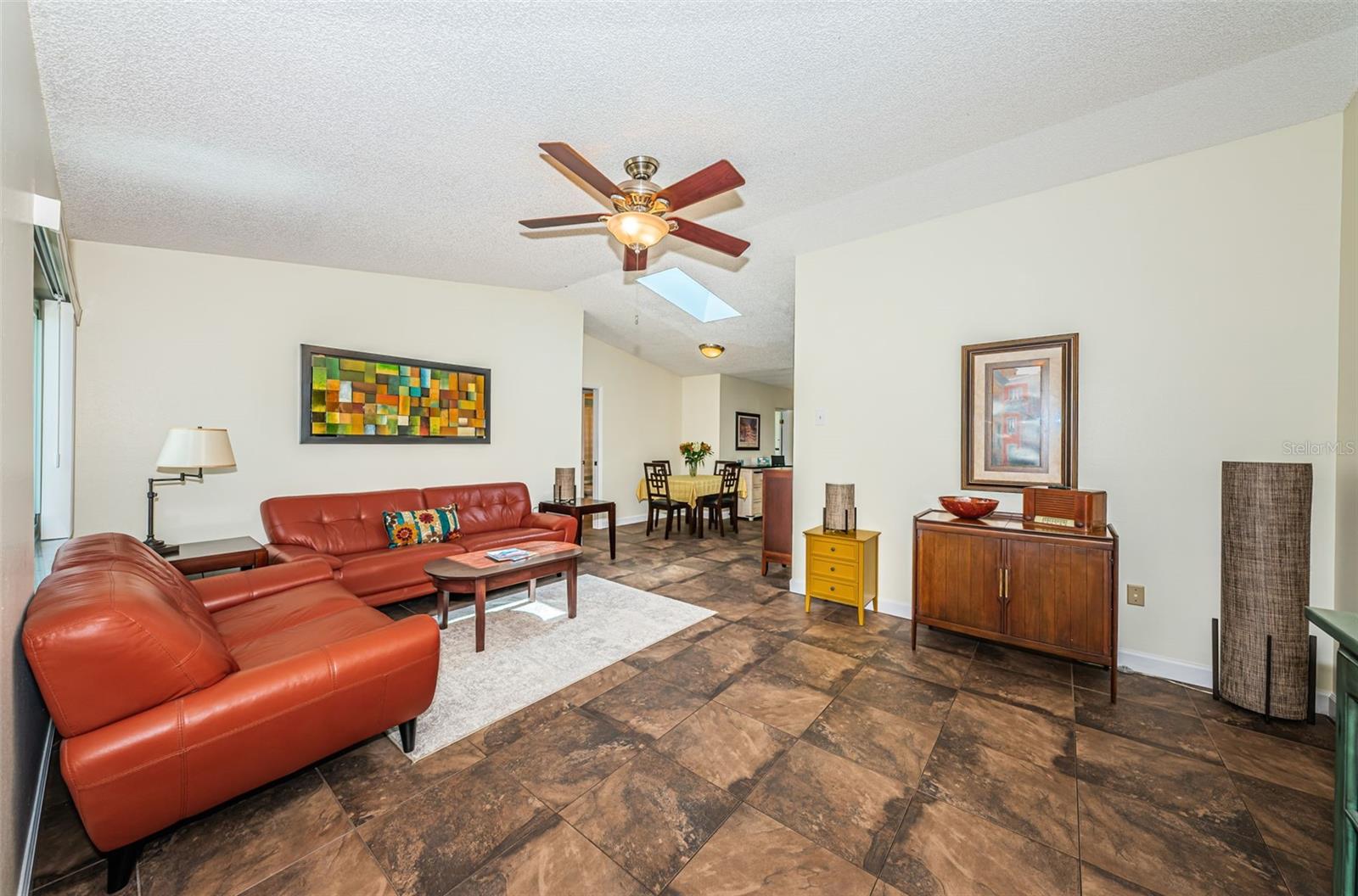 Vaulted ceilings with updated tile flooring