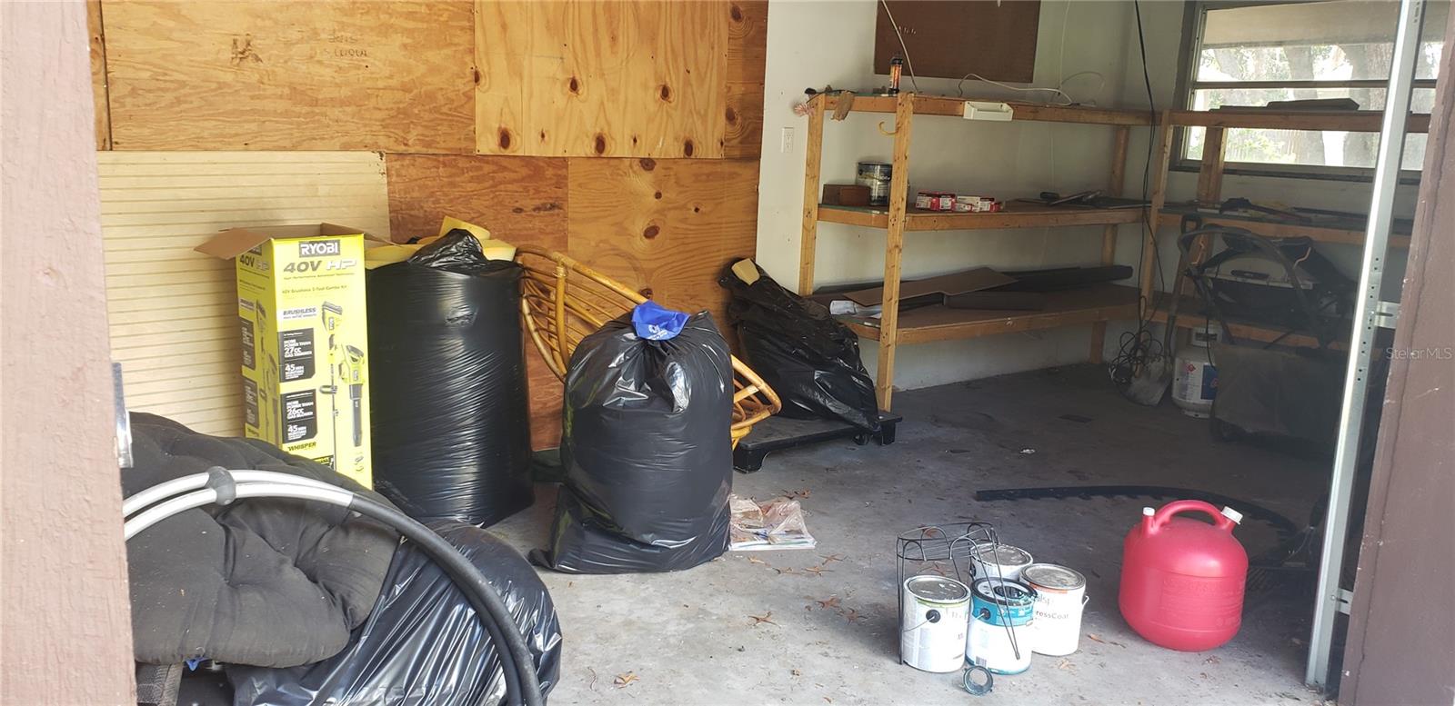 Storage to front of garage.