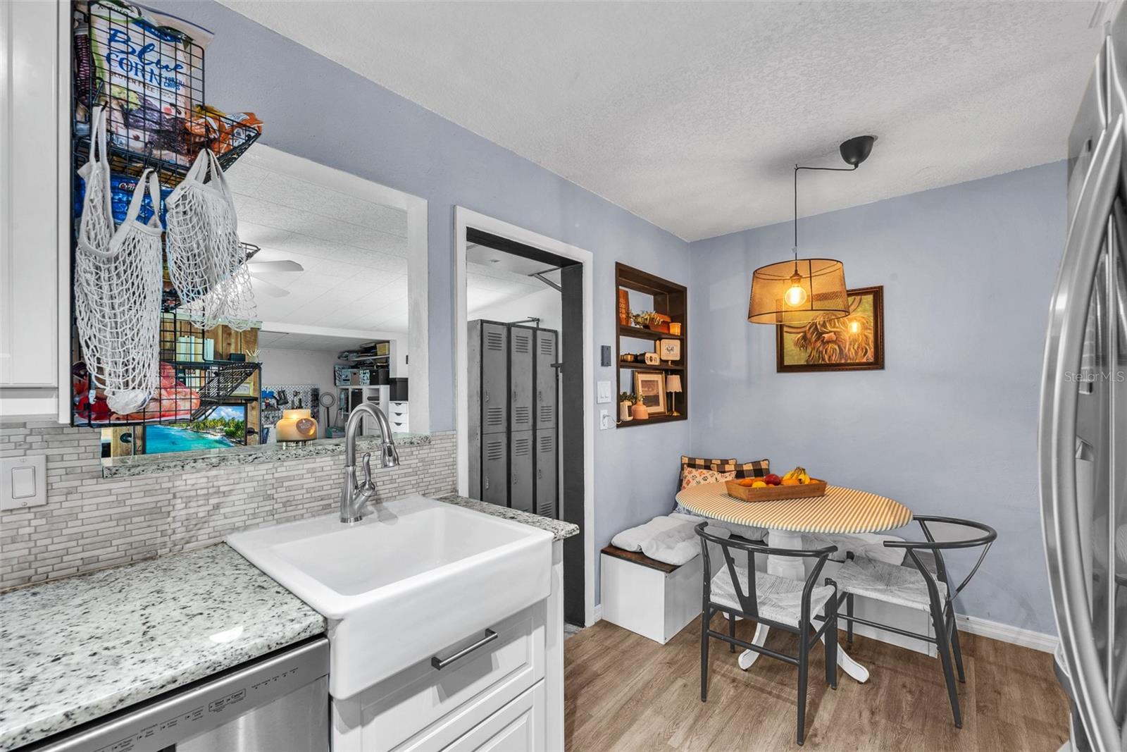 There is a casual dining spot in the kitchen.
