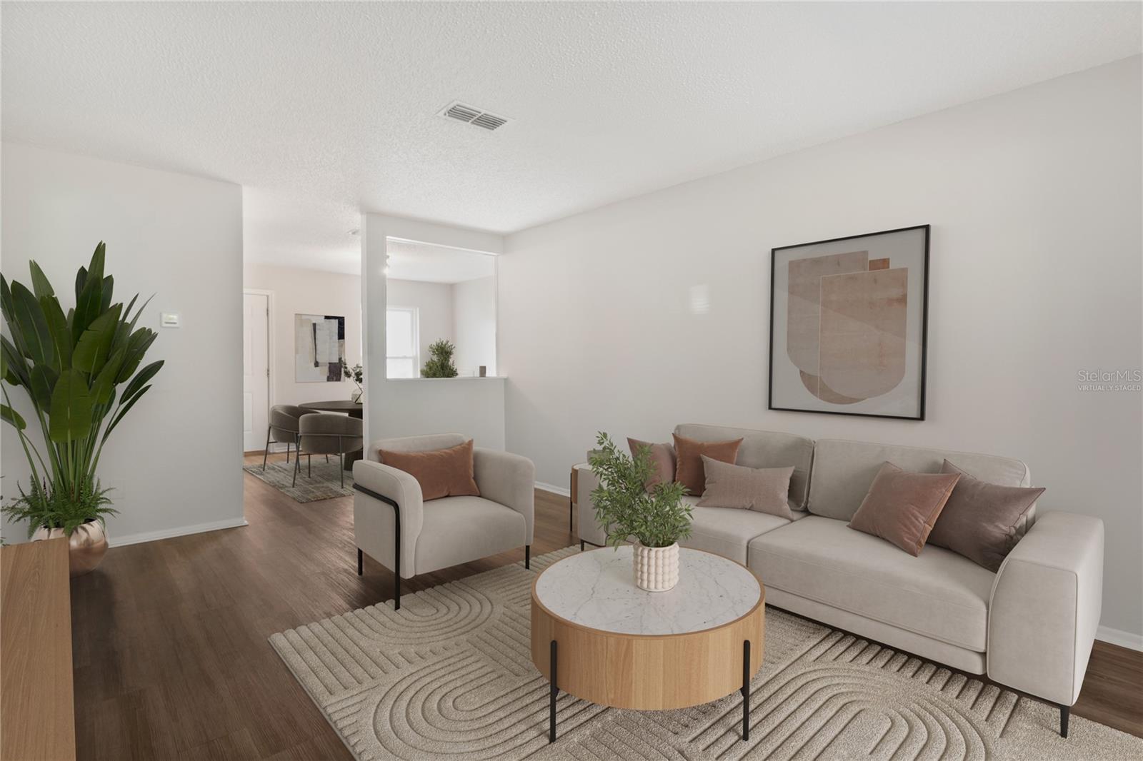 Virtually staged living room