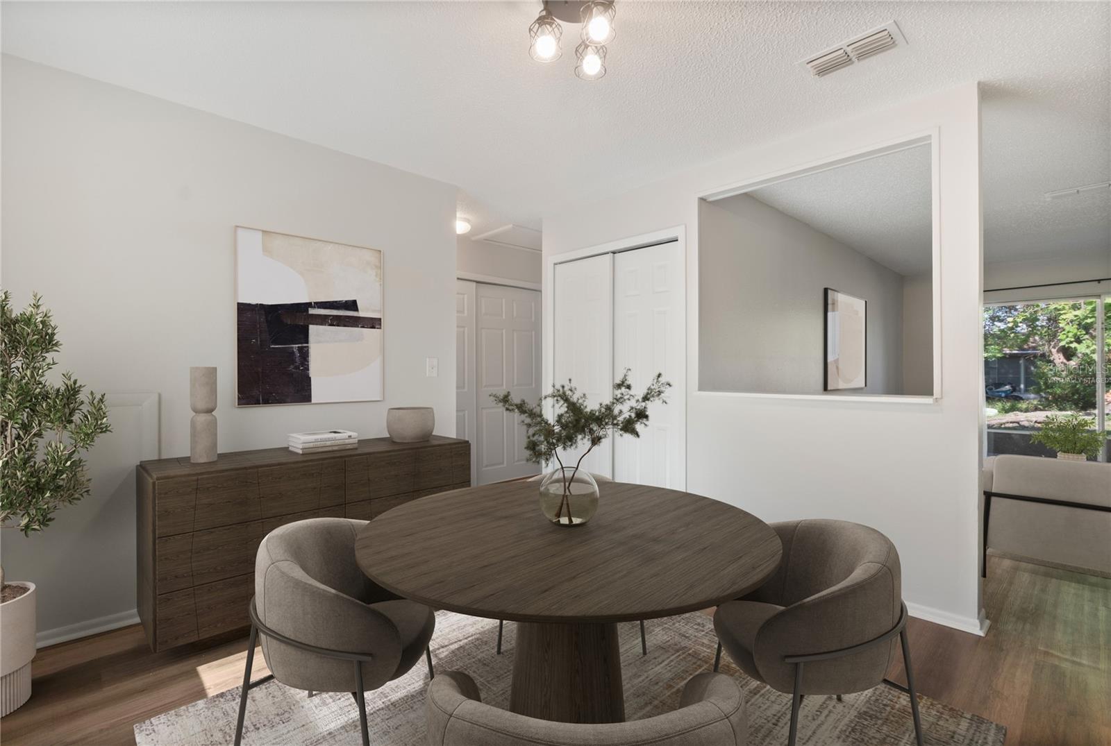 Virtually staged dining area