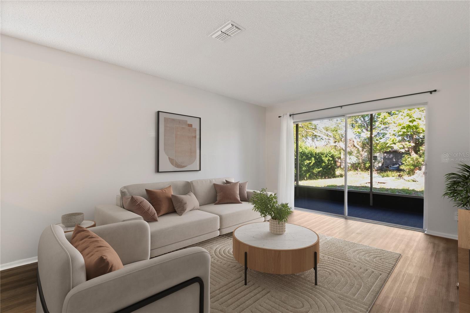 Virtually staged living room
