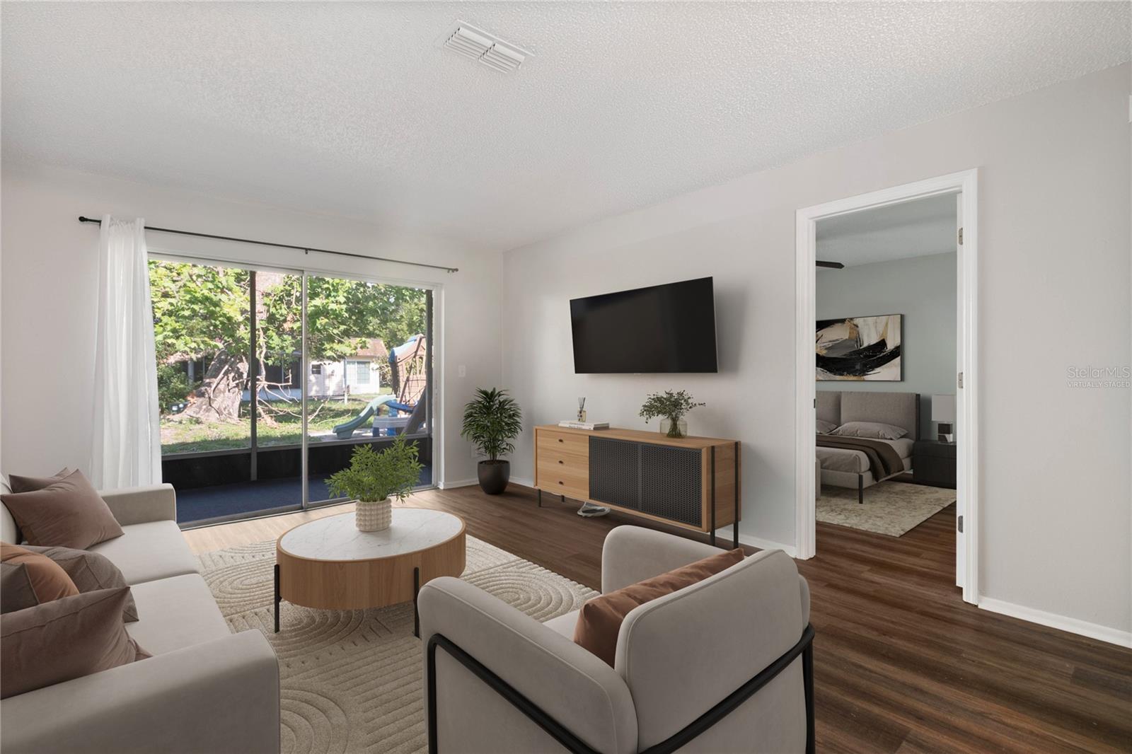 Virtually staged living room