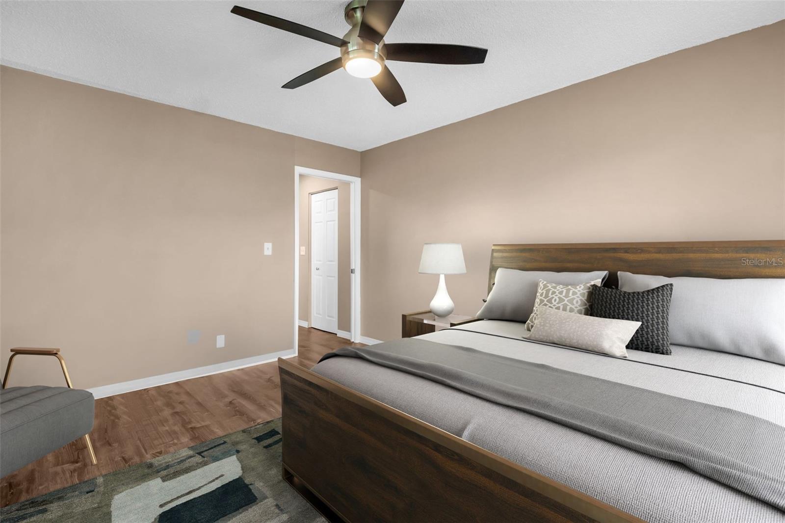 Large walk-in closet & hall bath between slider door & guest suite to serve as a second en-suite~
