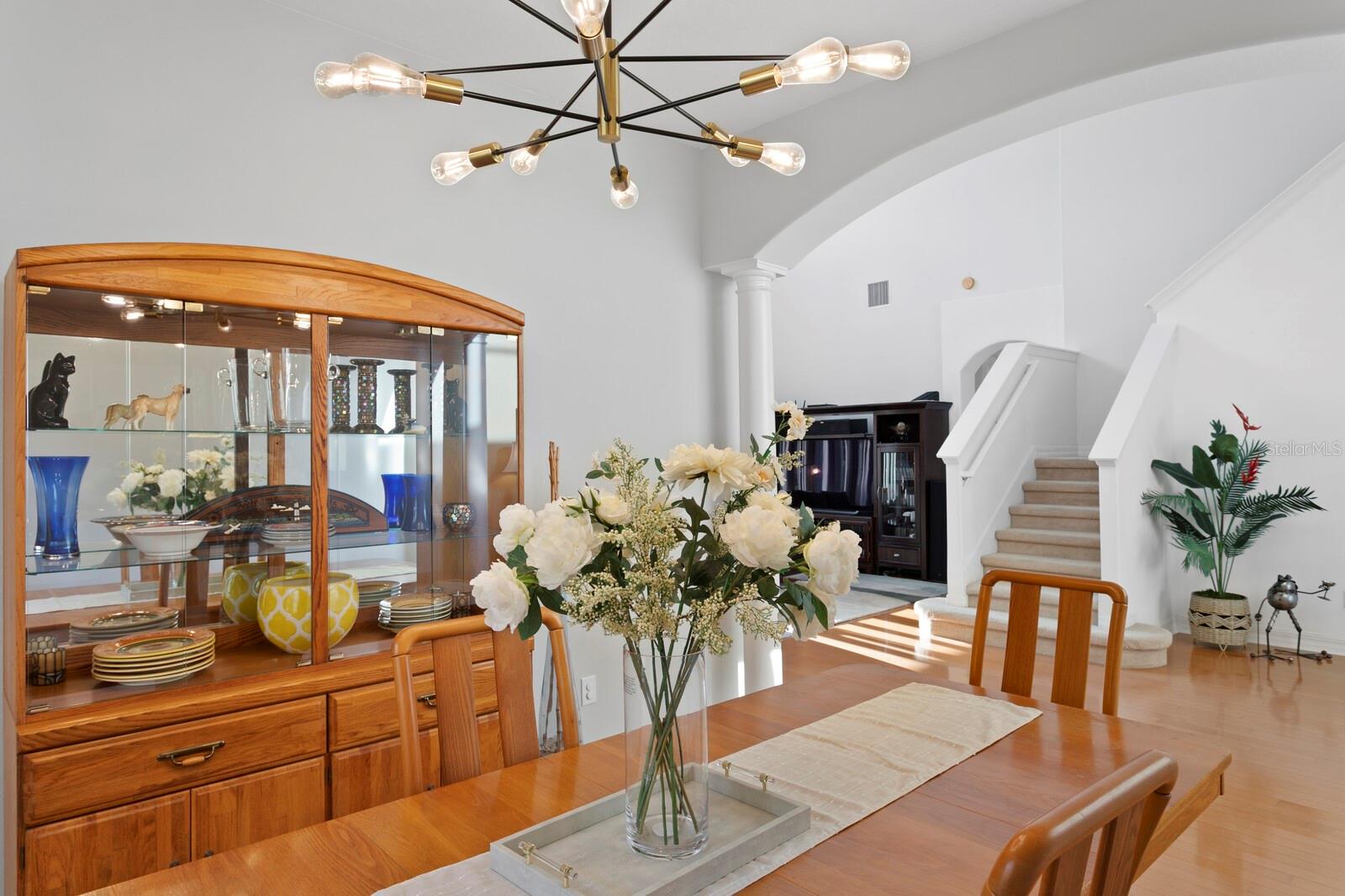 Formal dining looking out to main entry hall