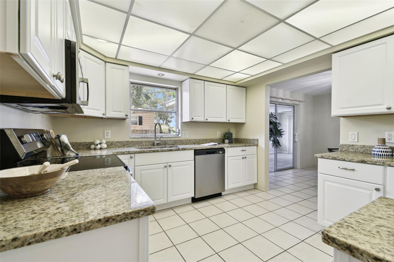 Remodeled Kitchen with granite counter tops, stainless appliances