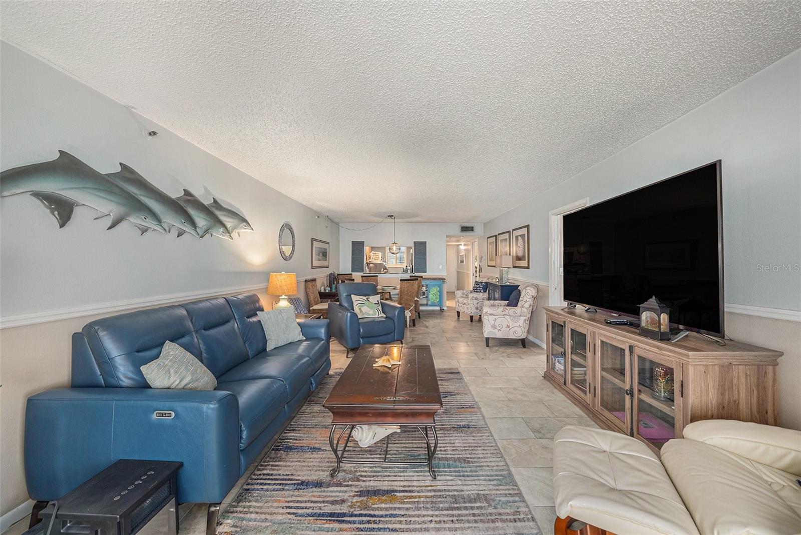 Living room facing towards dining area