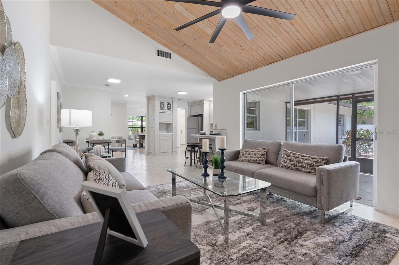Family Room w/ Lanai and Kitchen View