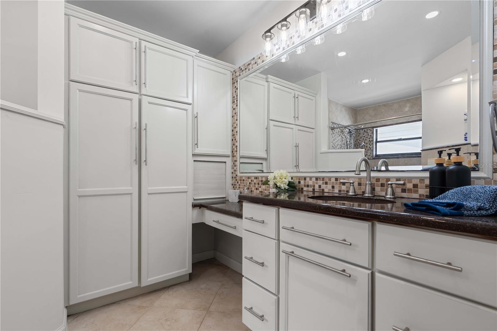 Primary En-Suite, Vanity & Linen Cabinets