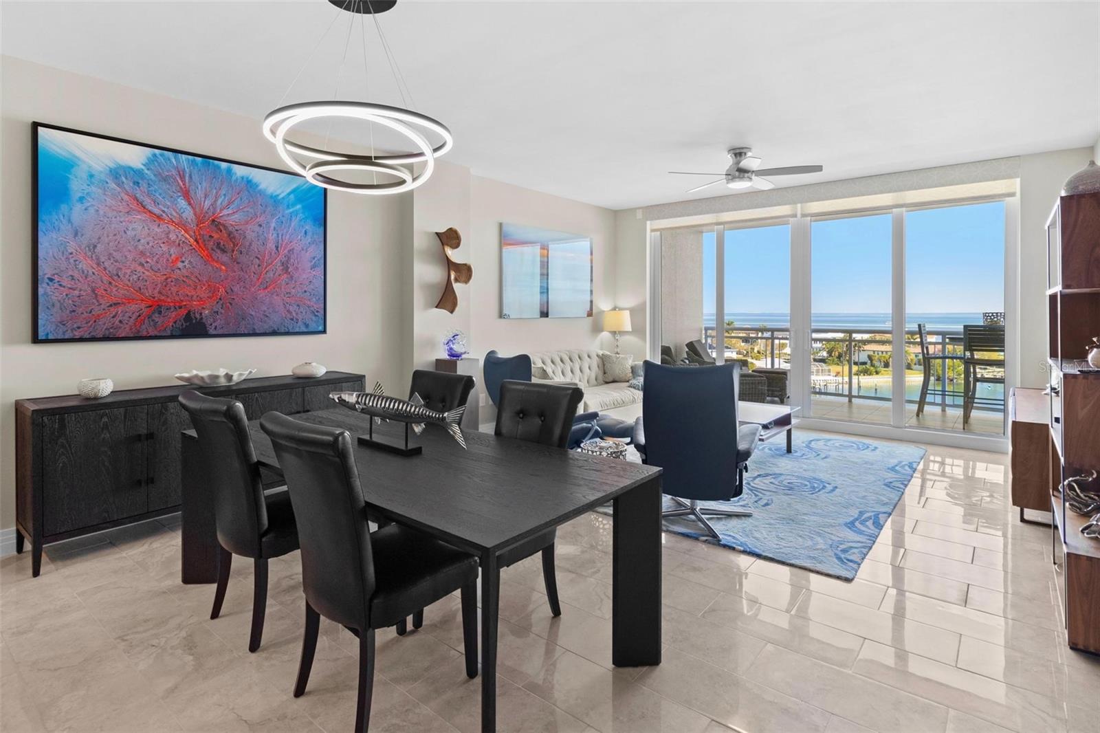 Primary Suite with Balcony access and direct Tampa Bay views.