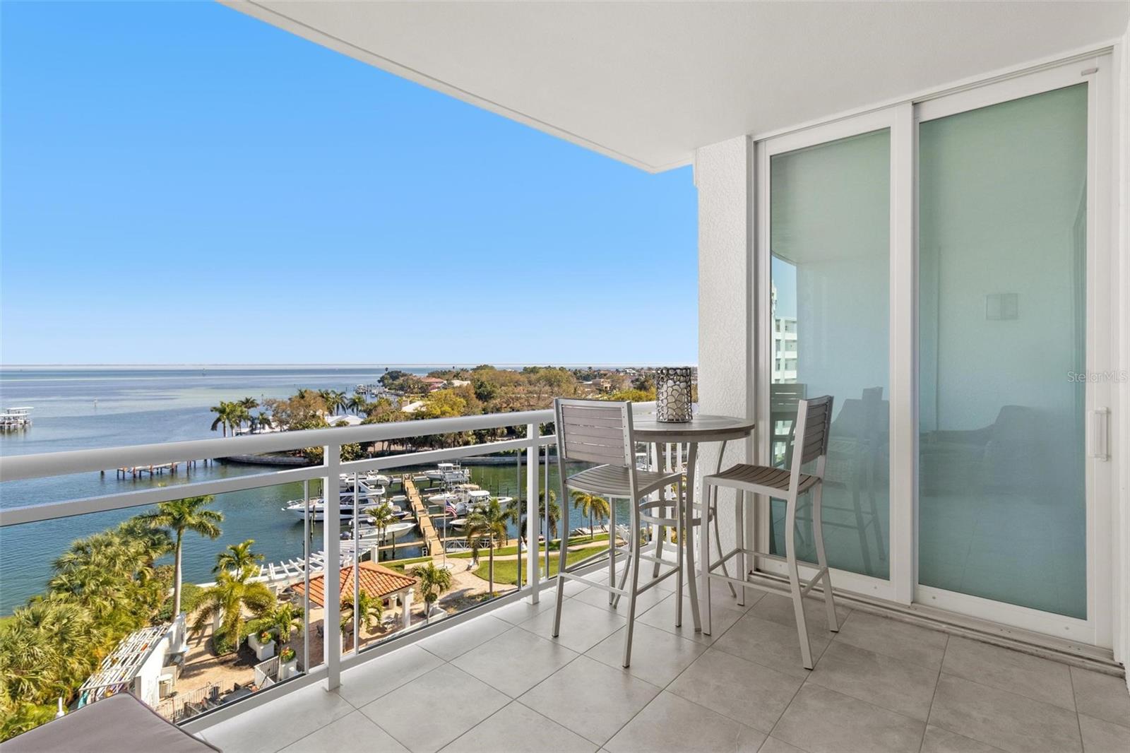 Balcony with direct Tampa Bay views.