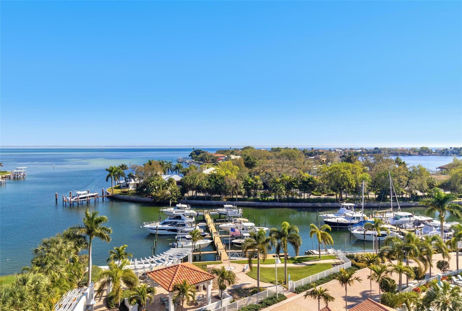 Balcony with direct Tampa Bay and marina views.