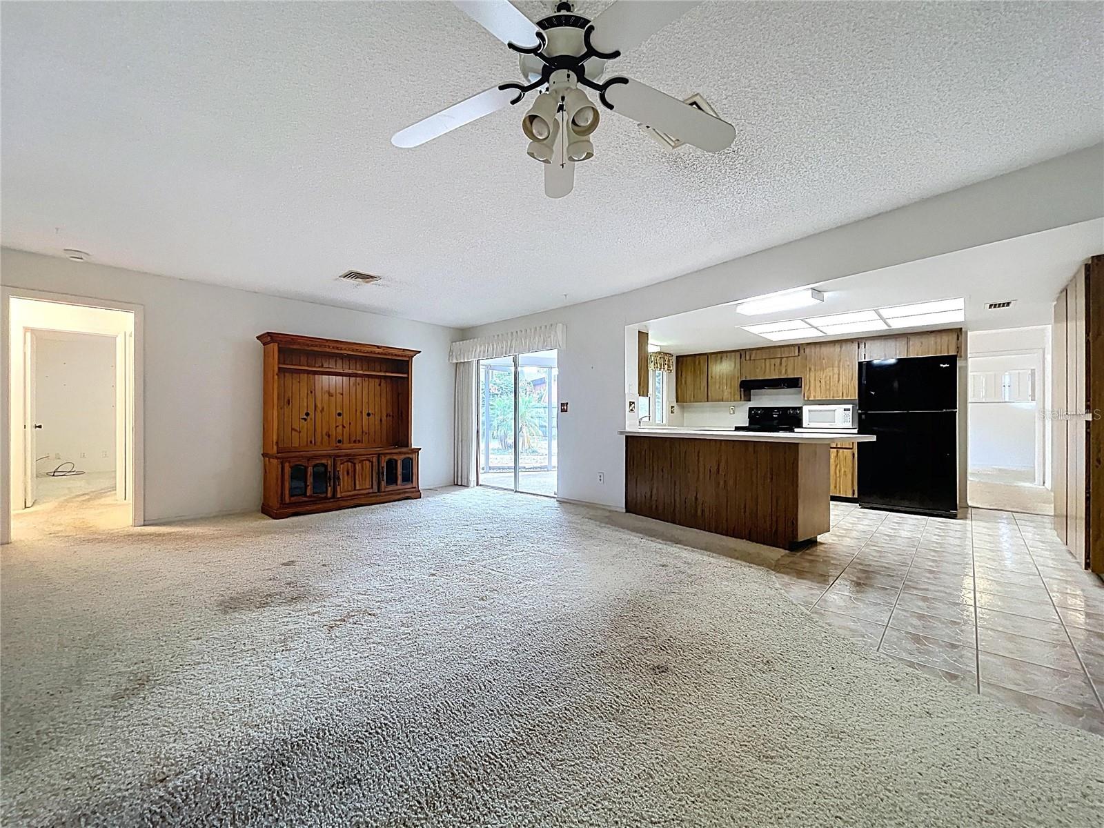Family room and kitchen combo.