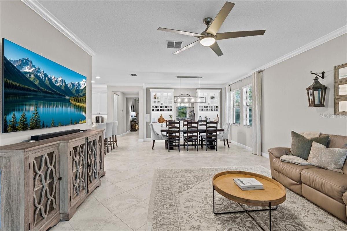 Living room and dining room