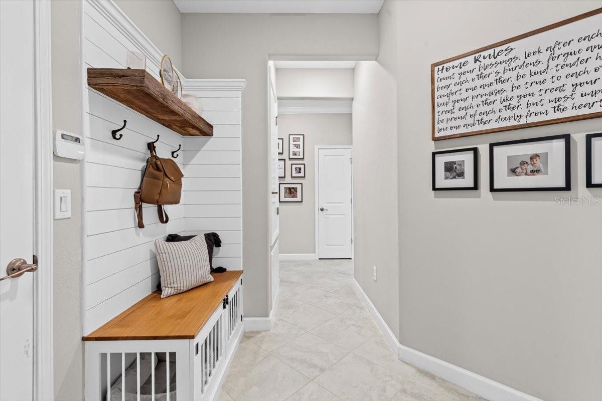 Entry from garage with drop zone