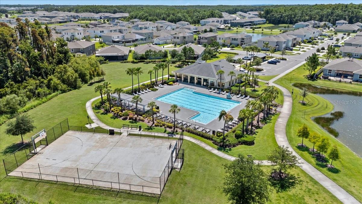 Lap pool and basketball courts