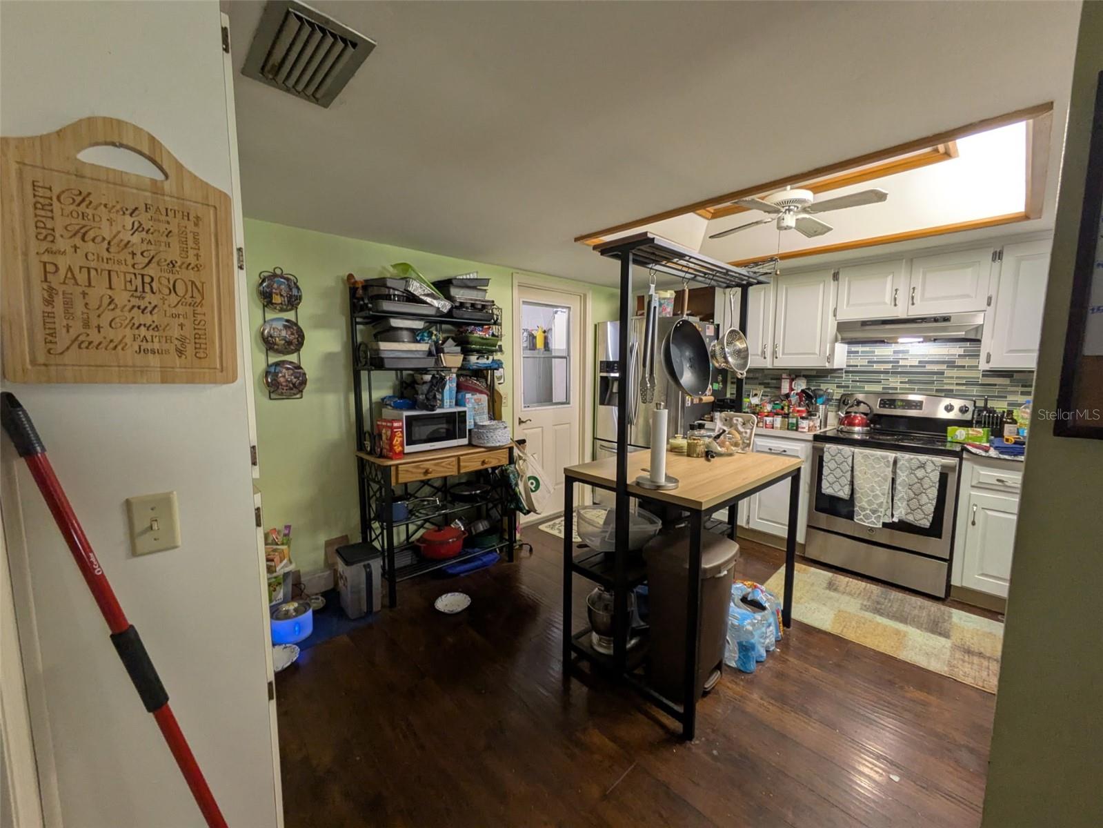 Kitchen with stainless steel appliances