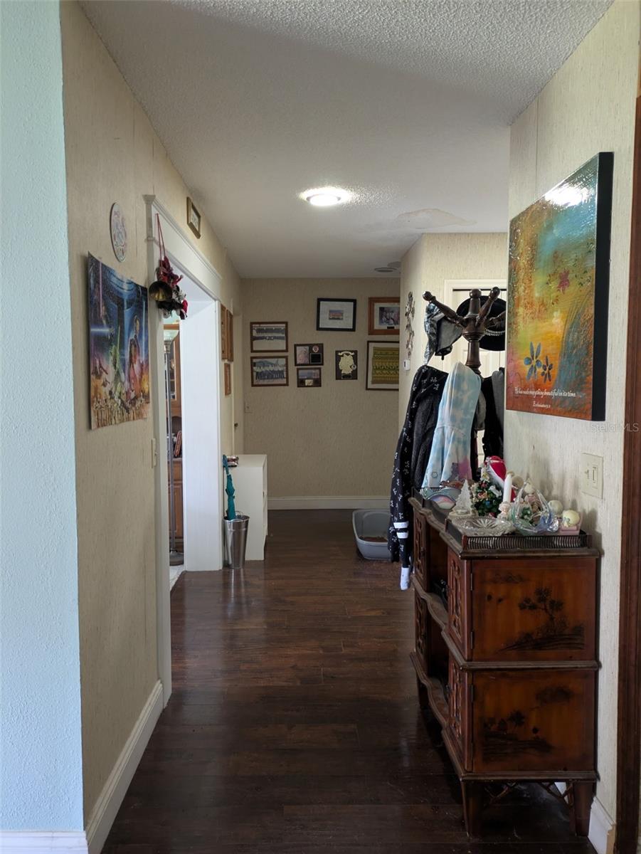 Entry hallway between all of the main rooms.